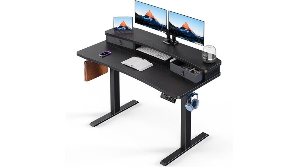adjustable desk with drawers