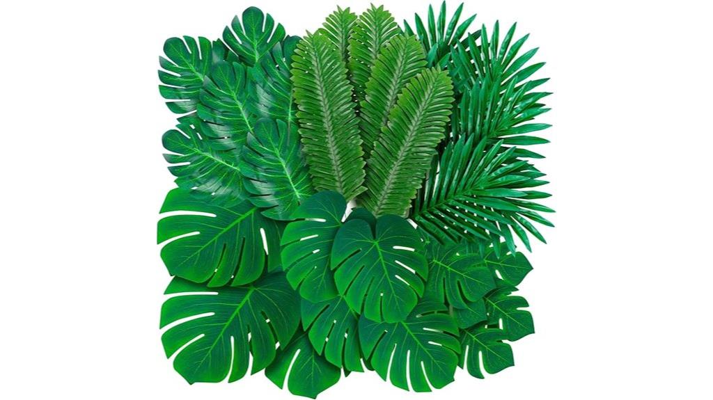 artificial tropical palm leaves