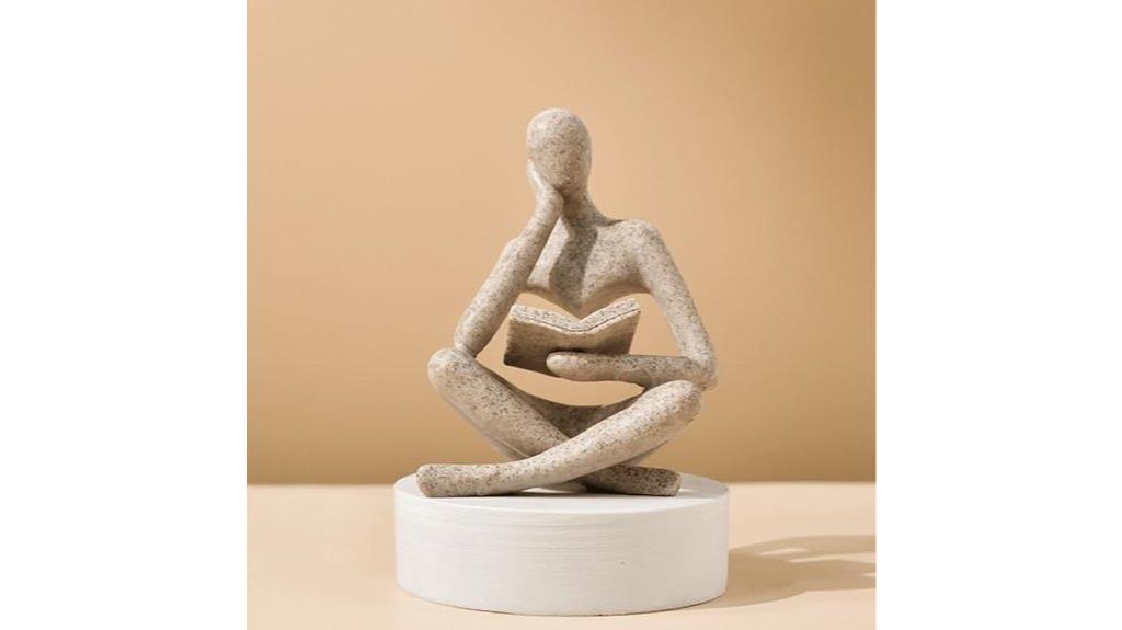 beige abstract thinker bookend