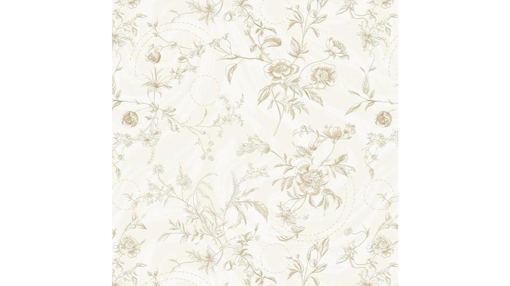 beige floral contact wallpaper