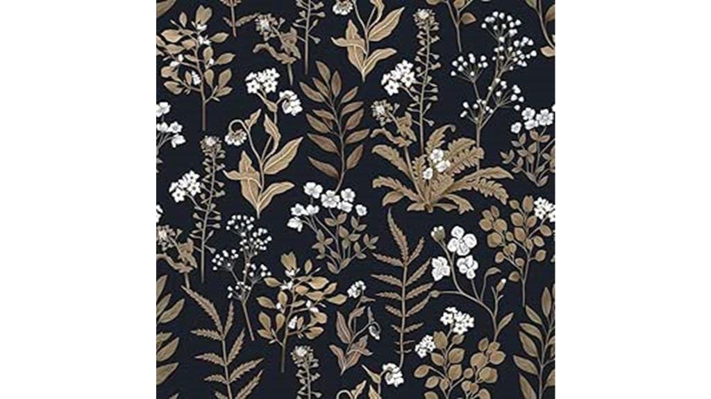 black and gold botanical wallpaper