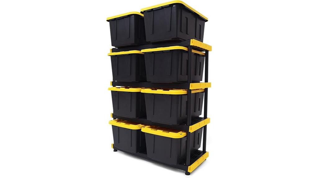 black and yellow storage set