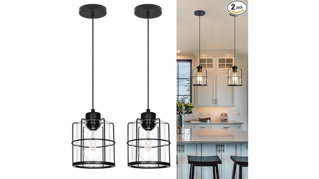 black industrial pendant lights