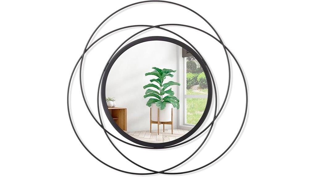 black metal round mirror