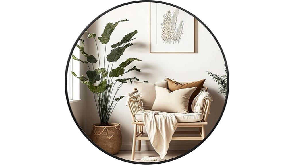 black round wall mirror