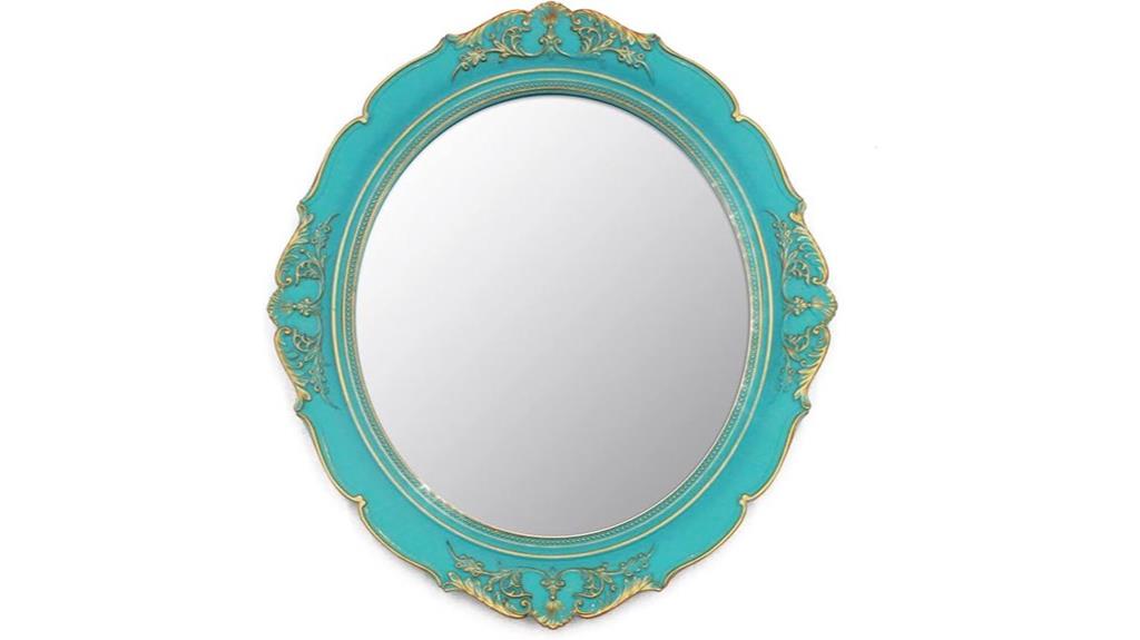 blue plastic frame mirror