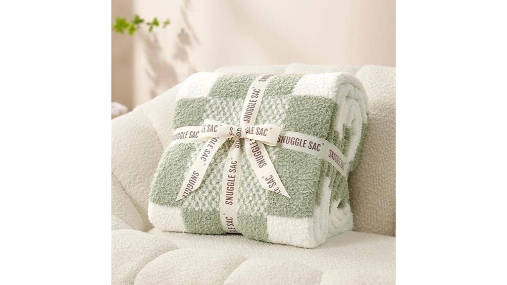 checkered sage green blanket