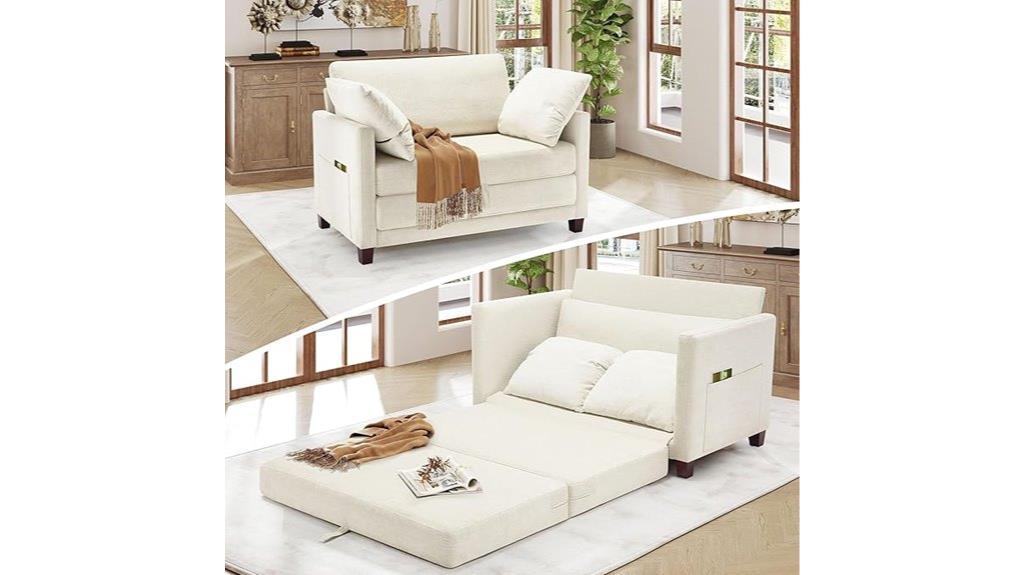 compact chenille sofa bed