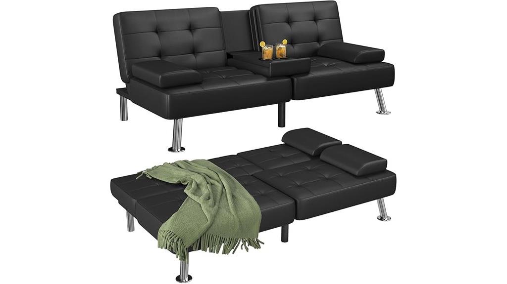 convertible sofa bed with cup holders