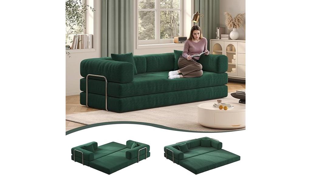 convertible sofa bed with pillows