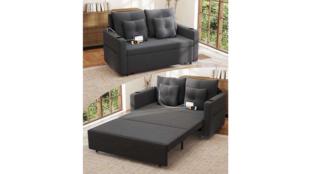 convertible sofa with accessories