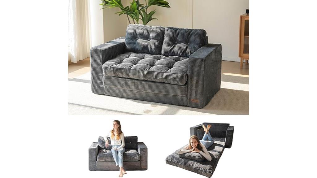 convertible sofa with pillows