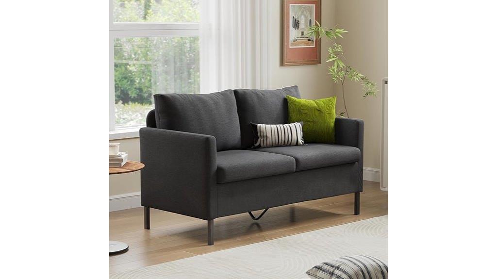 dark grey linen loveseat