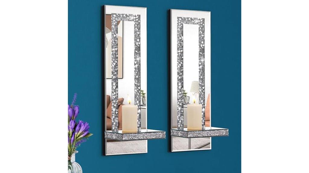 diamond mirrored silver sconces