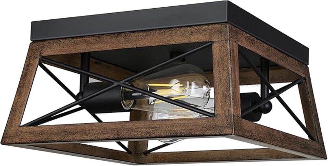 farmhouse wood grain ceiling light