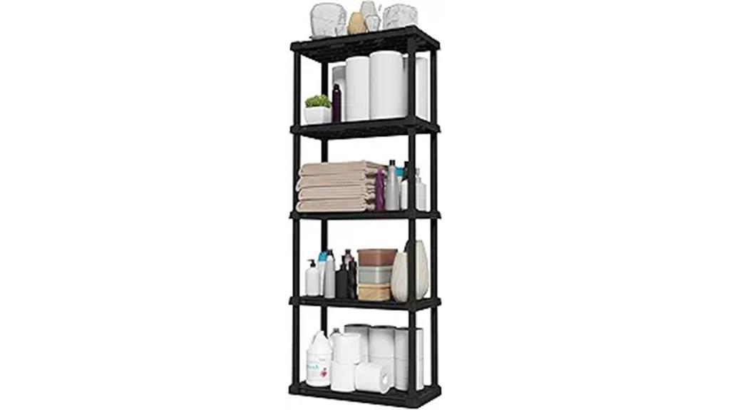 five shelf plastic storage