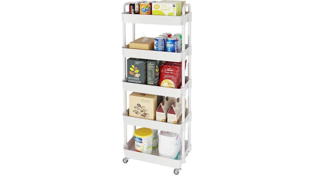 five tier rolling storage cart