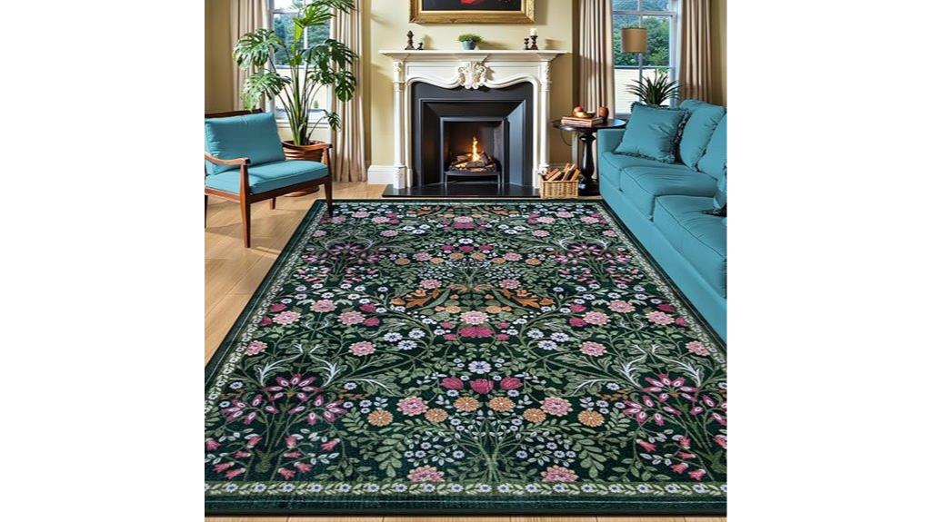 floral washable area rug