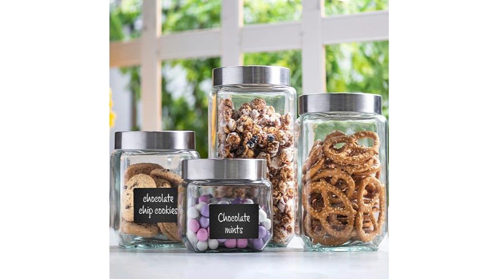 four glass cookie jars