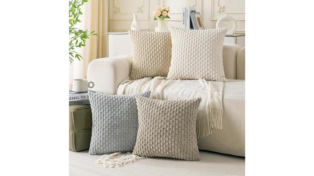 four neutral pillow covers