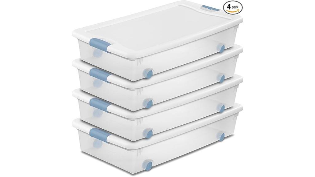 four pack wheeled storage containers