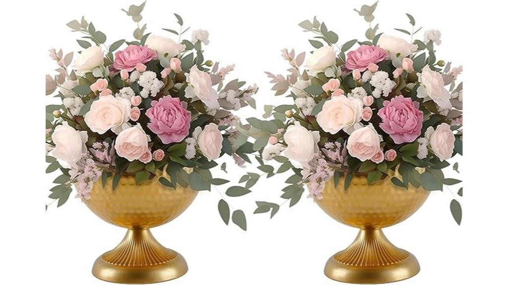 gold wedding flower stands