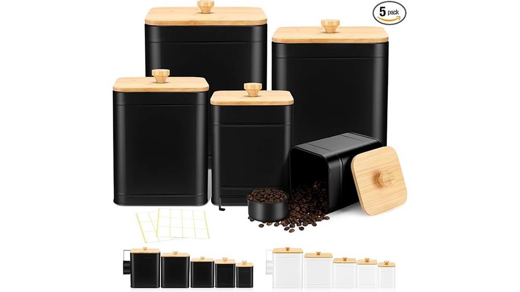 kitchen canisters with labels