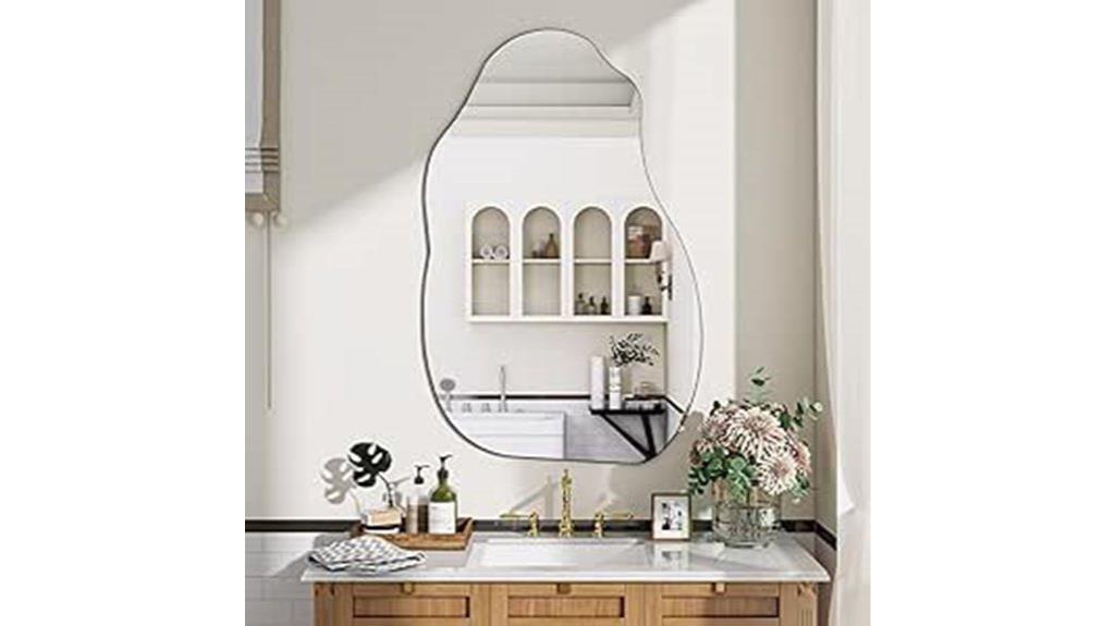 large frameless wavy mirror