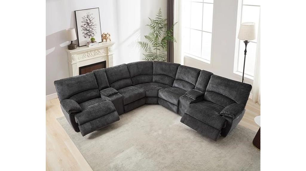 large reclining sectional with wireless charging