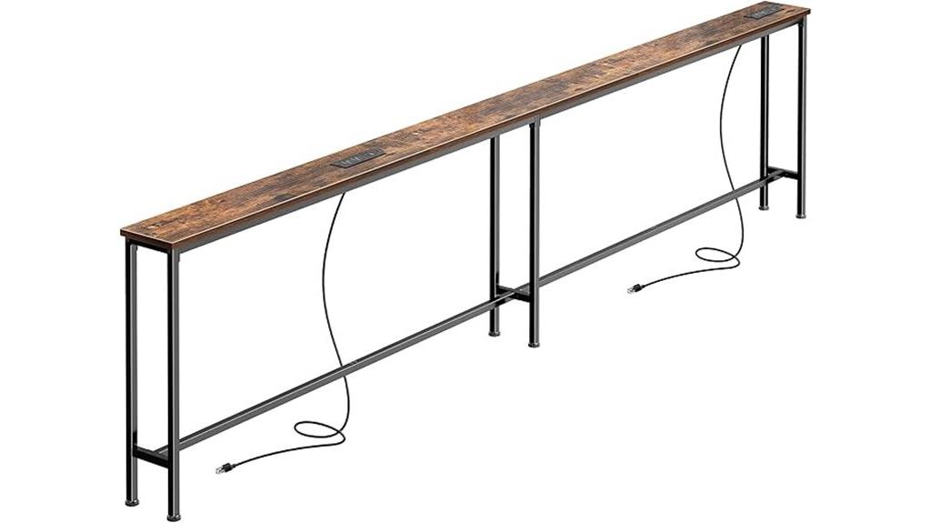 large sofa table with outlets