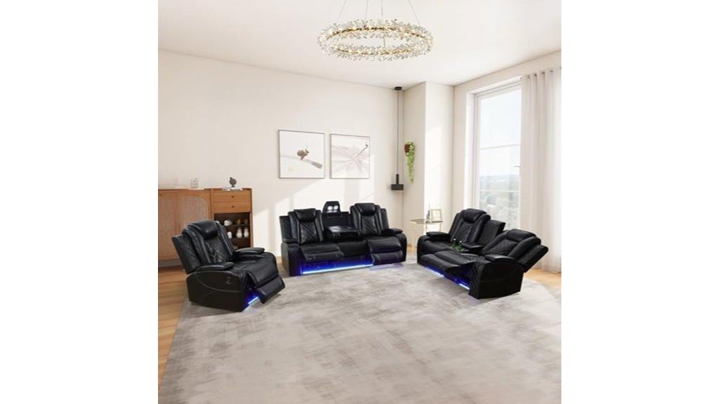 led leather reclining sofa