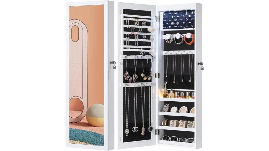 led mirror jewelry cabinet