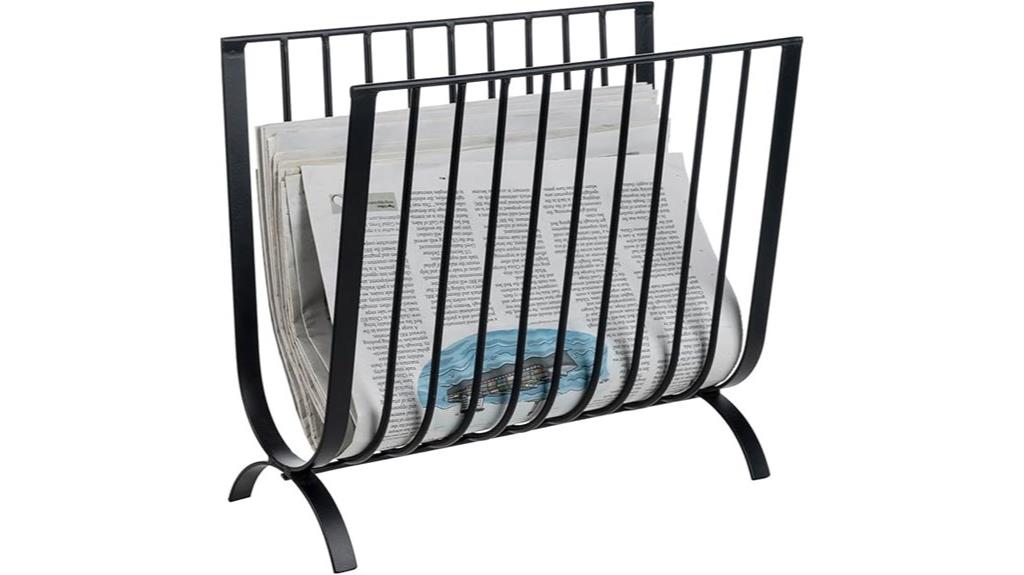 matte black metal magazine rack
