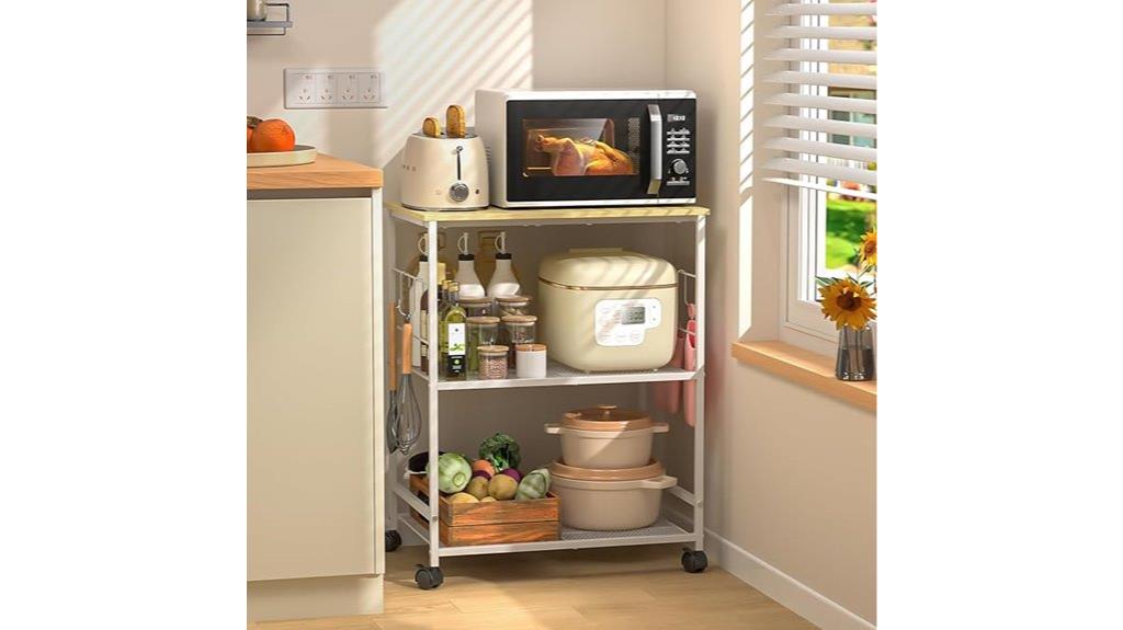 mobile microwave cart with tiers