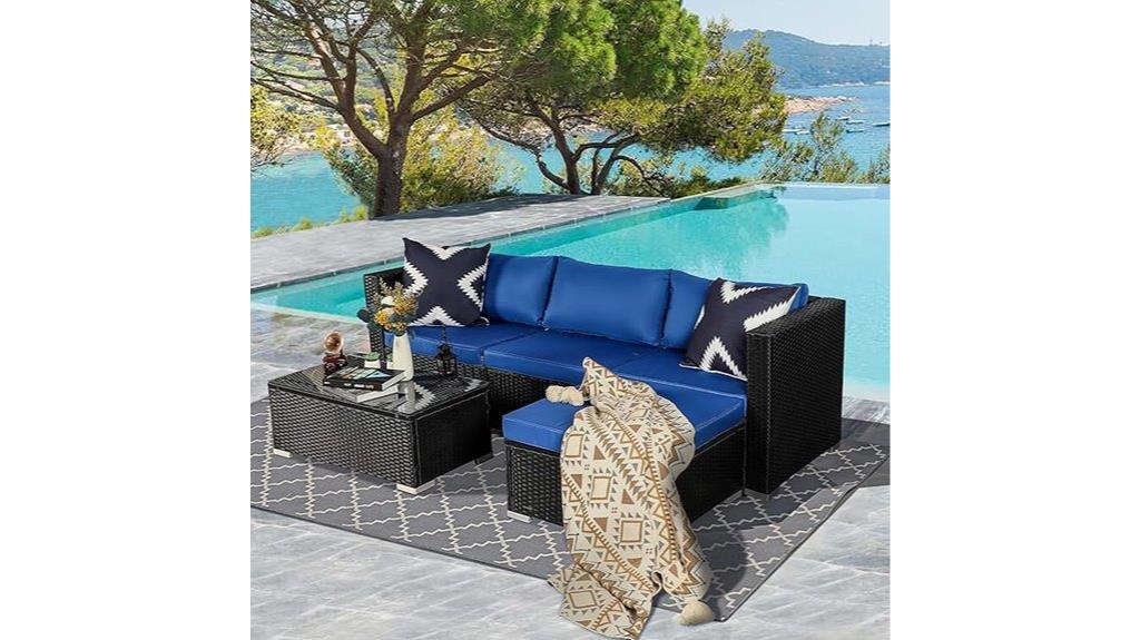 modern blue rattan set