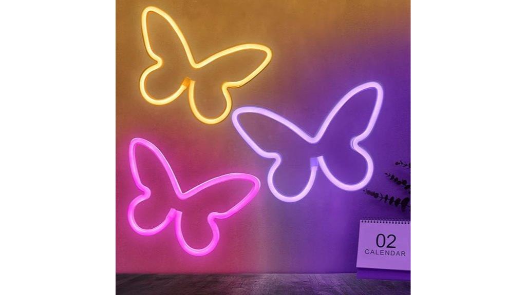 neon butterfly wall decor