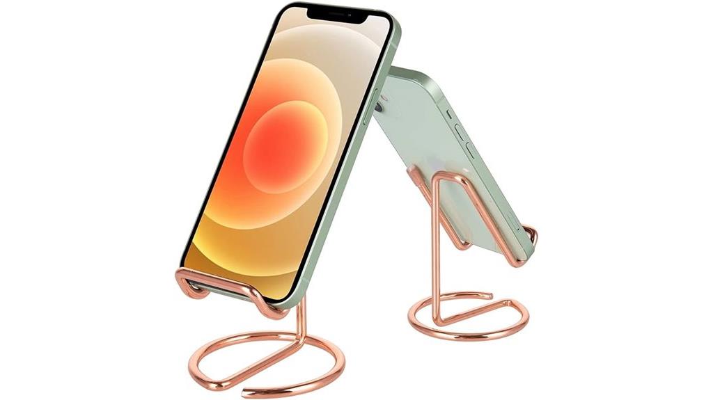 rose gold metal phone holder