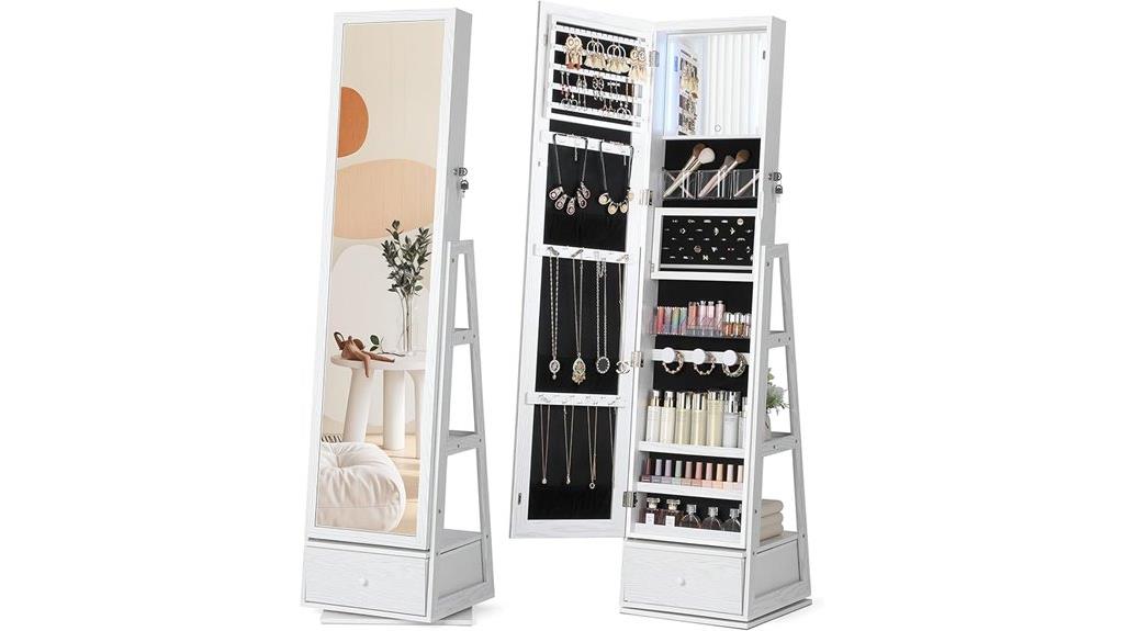 rotating jewelry cabinet with lights