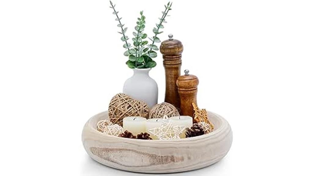 round wooden centerpiece bowls