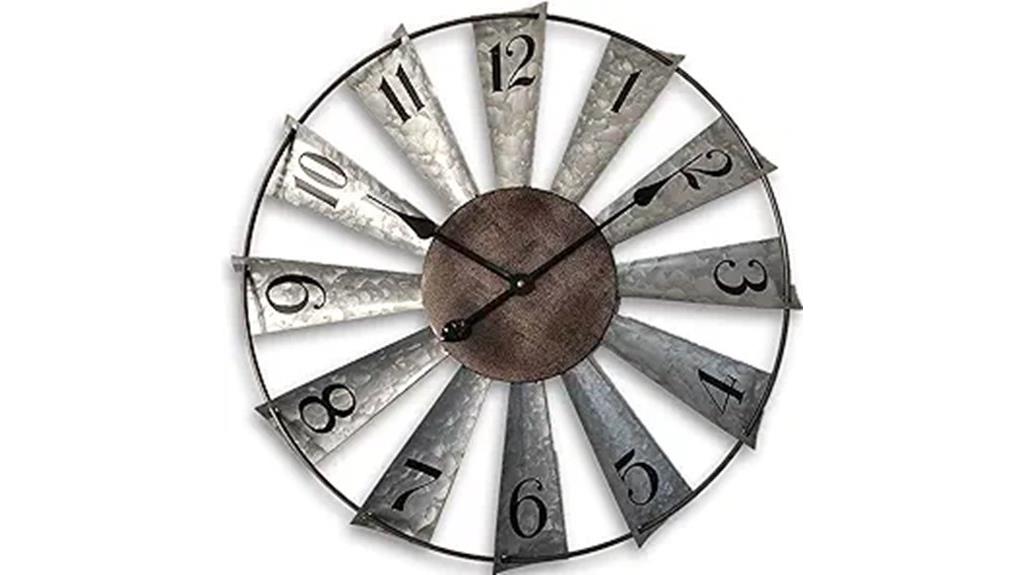 rustic 30 inch metal clock