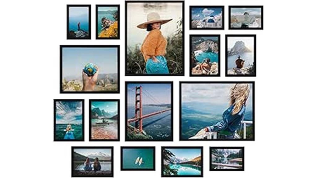 set of 16 black frames