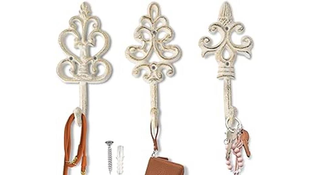 set of 3 cast iron hooks