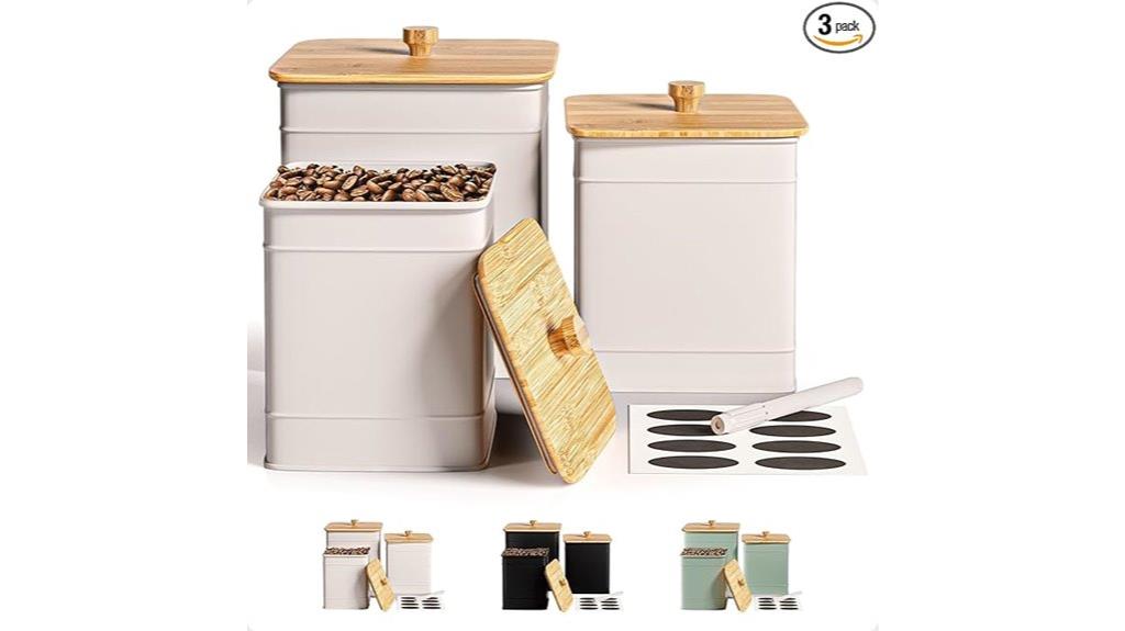 set of 3 labeled canisters