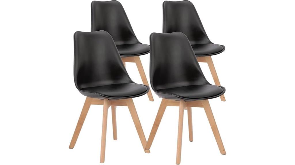 set of 4 modern leather chairs