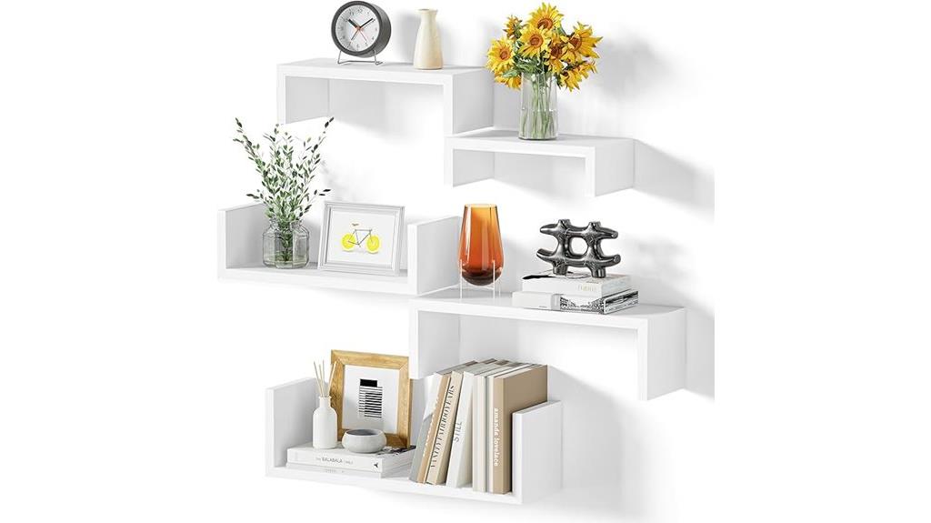 set of five floating shelves