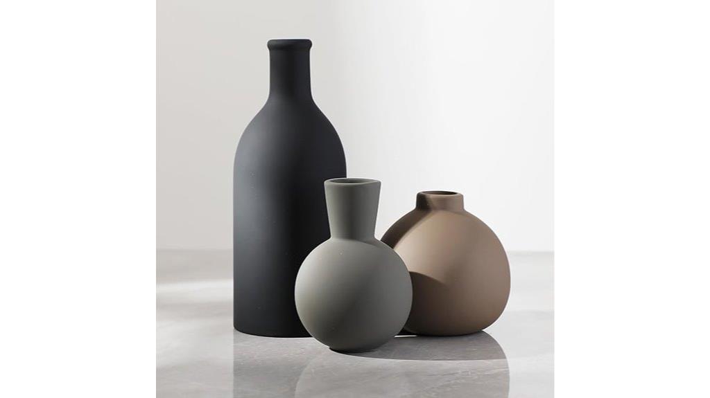 set of three ceramic vases