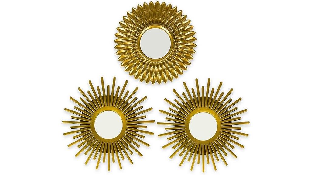 set of three gold mirrors