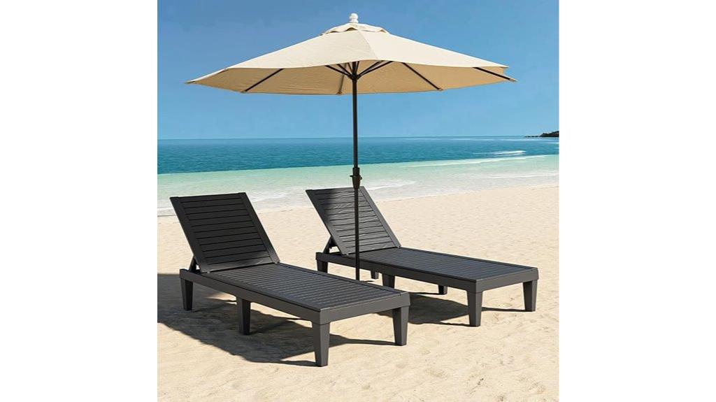 set of two adjustable outdoor lounge chairs