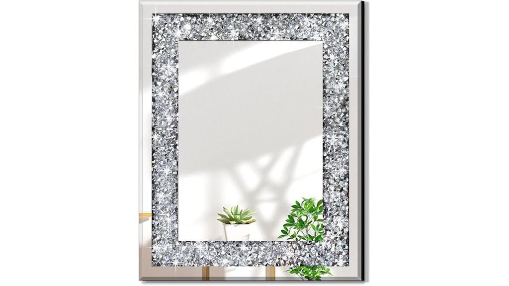 silver crystal wall mirror