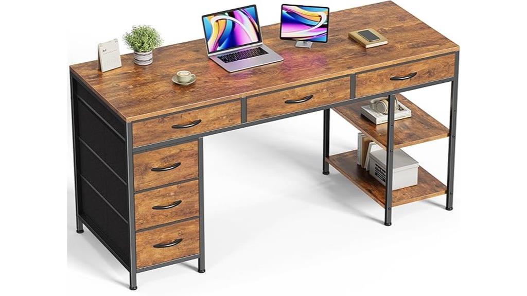 six drawer shelving desk